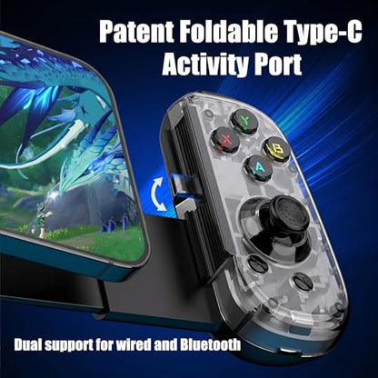 Megadream USB-C Wired & Wireless Mobile Game Controller for iPhone, Android USB-C Phones, PC, Switch - Supports Xbox/PS/Steam Remote Play & Cloud Gaming - Hall Effect Joysticks, Turbo, Vibration - color: Black