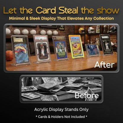 6-Pack Clear Acrylic Trading Card Holder Display Stand Easel | For Playing Card Holder, Photo Card Holder, Sports & Baseball Card Holder, Graded Card Display, Magnetic Holders, Top Loaders - size: 6 Pack
