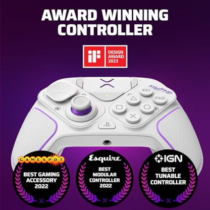 PDP Victrix Pro BFG Wireless Gaming Controller for Playstation 5 / PS5, PS4, PC, Modular Esports Gamepad, Remappable Buttons, Customizable Triggers/Paddles/D-Pad/Fightpad, PC App, White - color: White