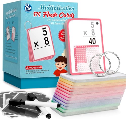 Multiplication Flash Cards for 3rd Grade – 175 Math Flash Cards – Times Table Flash Cards – All Facts 0-12 Color Coded – Multiplication Games, 1st 2nd 4th 5th 6th Grade - style: Multiplication Flash Cards