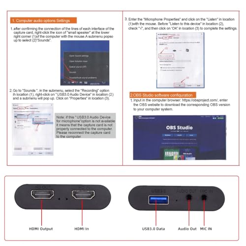 CY HDMI Capture Card 4K Video Live Streaming USB Data for Camera Game Set-Top Box Recording Computer DVD
