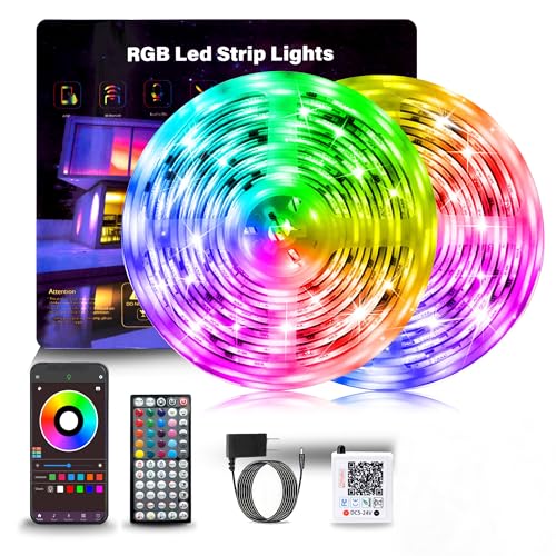NBBUFF Led Lights for Bedroom 132FT(2 Rolls of 65.6ft) Music Sync Color Changing RGB Led Strip Lights with 60 Keys Remote and App Control, Led Lights for Room Kitchen Party Decor,Home Decor - size: 132 ft