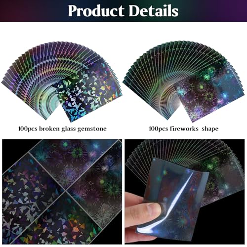 DEDC MTG Card Sleeves 200CT (Firework+Broken Stone) Holographic Front & Matte Finish Back Smooth Shuffle Standard Size 4 Mil Tear Resistant Art Cards Sleeve for Magic The Gathering - style: Front Holographic Back Black Matte