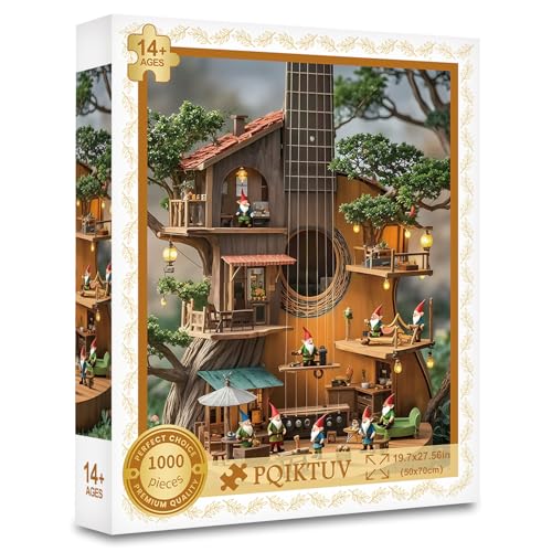 Puzzles for Adults 1000 Pieces, Jigsaw Puzzles with Letters on Back | Guitar Cabin, Little Dwarf Impossible Challenging Puzzle, Wall Decor, Gifts for Women Men (27.56x19.7 Inch) - color: Dwarf Guitar