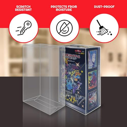 EVORETRO Japanese Booster Box Case 5-Pack + Booster Pack Protectors 10-Pack – 0.5MM & 0.35MM PET TCG Storage Bundle
