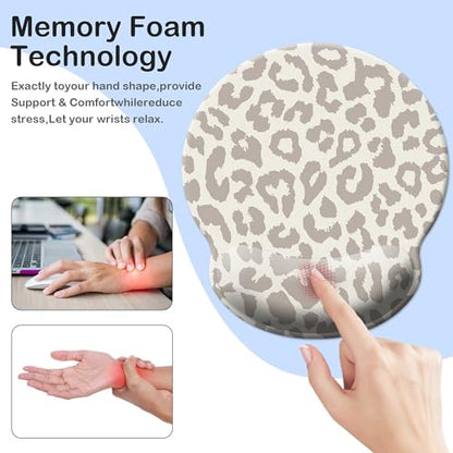 Mouse Pad Wrist Support,Ergonomic Mouse Pad with Wrist Rest,Comfortable Mousepad with Smooth Wrist Rest,Pain Relief Mouse Pads for Non-Slip Base,Computer,Laptop,Office & Home(Leopard Print) - color: Leopard Print