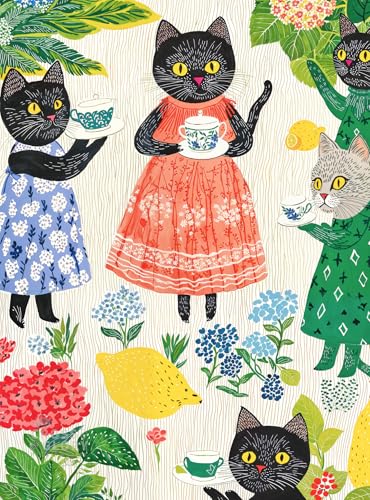 Cross & Glory | 1000 Piece Jigsaw Puzzles for Adults | The Whiskered Tea Society | Whimsical Cat Puzzles for Adults | Garden Tea Party Scene | Satin Finish Cat Puzzle | Ages 14+ - color: The Whiskered Tea Society