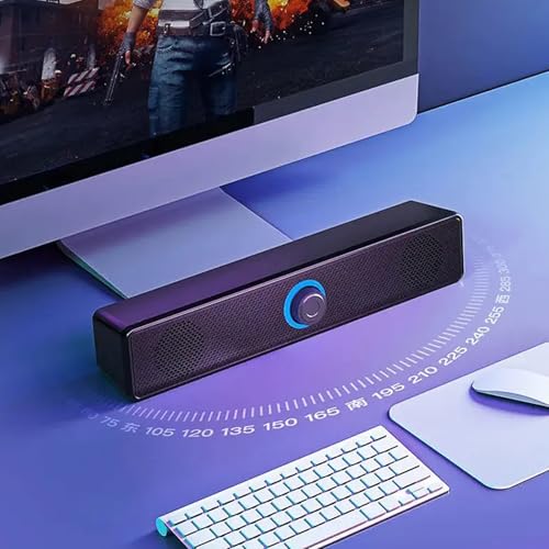 Computer Speakers Wired USB-Powered Sound-bar with Stereo Sound for PC Desktop Plug -n-Play 3.5mm Jack Computer Speakers for Desktop