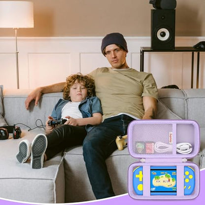 Supmay Carrying Case Compatible with CCTU / TEBIYOU Kids Handheld Games Preloaded 218 Retro Video Games, Portable Gaming Electronic Toys Storage Holder Travel Bag with Mesh Pocket for USB Cable,Purple - color: Purple