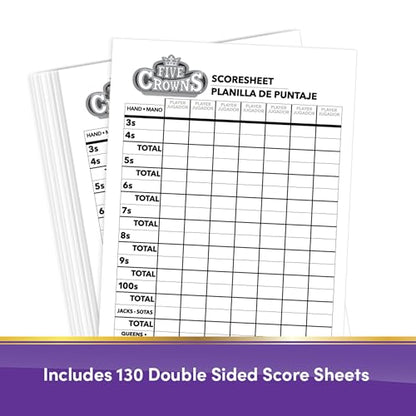 Five Crowns Scorepad – 130 Page Replacement Score Sheet, Card Game Score Card, Tracks 7 Players at Once, Gift for Kids, Birthday Gifts