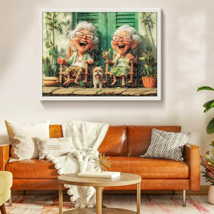 300 Piece Puzzles for Adults, Cute Funny Grandma Jigsaw Puzzles for Adult, Retro Warm Companion Scene Puzzle, Family Leisure Enthusiasts Puzzles for Friends, Activity Game Nights Gifts, 20.5×15 in - style: Retro Cute Grandma
