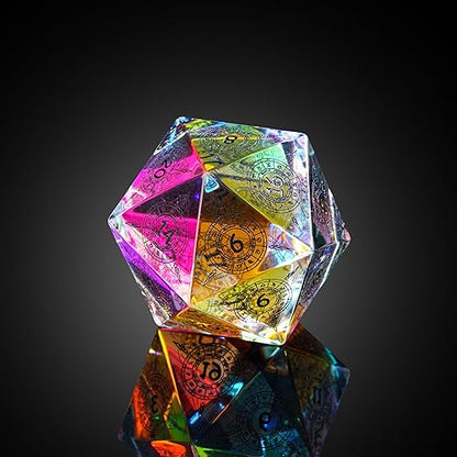 UDIXI 30mm Prism Glass D20 Dice Large 20 Sided DND Dice for Tabletop Games | Premium Gift Box, DM Gift, for Dungeons and Dragons Role Playing Games - color: Large D20 Prism Glass