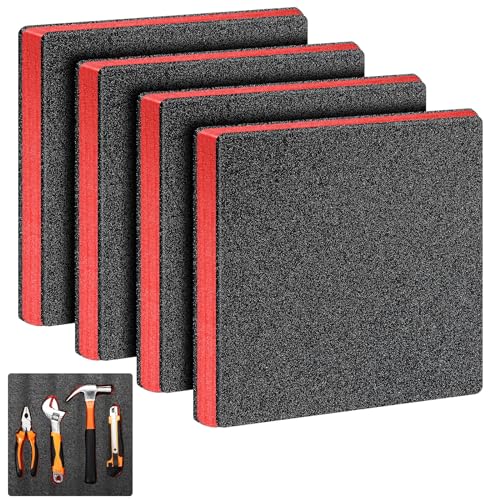 Outus 4 Pcs Cuttable Polyurethane Foam Pads Craft Foam Insert for Cases Packing Padding Camera Toolbox Storage(12 x 12 x 1.5 Inch,Red, Black) - color: Red, Black, size: 12 x 12 x 1.5 Inch