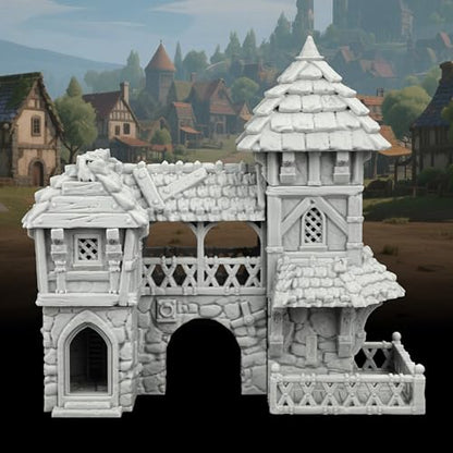 AUSPDICE Tudor Style Village Home, 25mm Unpainted Medieval RPG Terrain | 1:64 High-Detail Fantasy Building for DND, Dungeons and Dragons, Tabletop Scenery, TTRPG Campaigns, Wargames-AF1124C - color: Af1124c Medieval Village C
