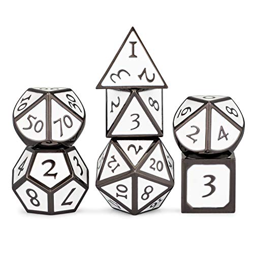 HEIMDALLR Metal D&D Dice Set 7 pcs - Dice Box & Velvet Dice Bag; Metal DND Dice Set D&D (Dungeons and Dragons) w D20 - Blacksmith Craft Dice (Forge & Frost) - color: 07 Forge & Frost