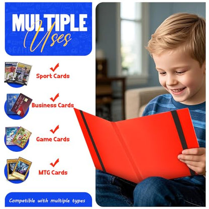 Card Binder 9-Pockets, Trading Card Binder, 20 Pages, 360 Card Capacity Collection Binder, Card Folder for MTG, TCG, Game Cards & Sports Cards（Red） - color: Red