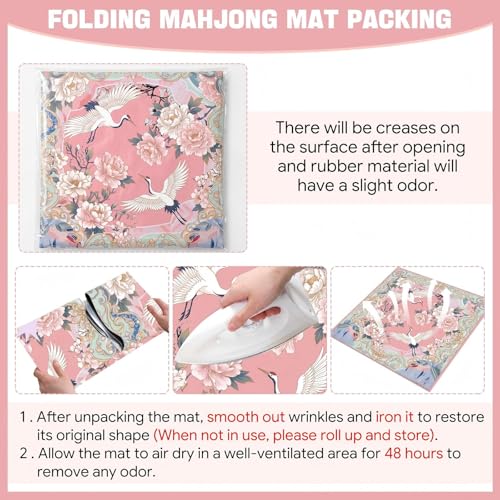 Drydiet Mahjong Mat for Table 31.5 x 31.5 Inch American Mahjong Mat with Carrying Bag, Non-Slip Noise Reduction Table Item for Family Poker Domino Board Game Night & Party Use(Heron) - style: Heron