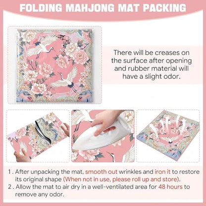 Drydiet Mahjong Mat for Table 31.5 x 31.5 Inch American Mahjong Mat with Carrying Bag, Non-Slip Noise Reduction Table Item for Family Poker Domino Board Game Night & Party Use(Heron) - style: Heron