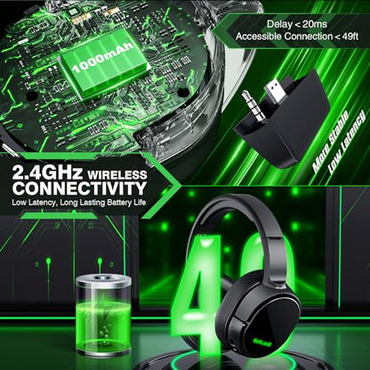 X1 40H Wireless Gaming Headset with Mic for Xbox Series X|S Xbox One PS5 PC | 2.4GHz Low Latency Headphones, Bluetooth, 3D Surround Sound, Noise Canceling Mic