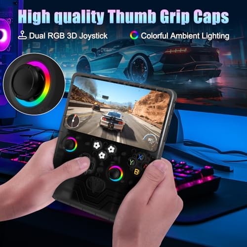 R60 Max Handheld Game Console,128GB Retro Gaming Console with 40,000+ Games, 6-Inch IPS Screen, Linux System, RGB Joysticks, 6000mAh Rechargeable Portable Gaming System (Transparent Gray) - color: Transparent Gray