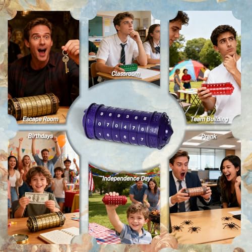 Cryptex Da Vinci Code Numeric, Money Puzzle Box for Cash Gift with Secret Hidden Compartments Birthday Xmas for Men & Women Escape Room Brain Teaser Puzzle Toy Presents (Purple) - color: Purple
