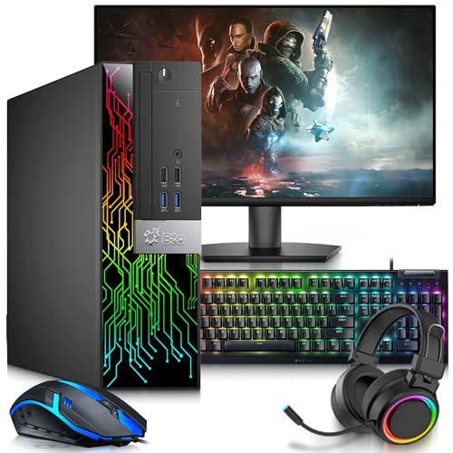 BTO RGB Gaming Desktop Computer PC - Intel i7-6th Gen - 16GB DDR4 RAM - 256GB SSD - 500GB HDD - 24" LED Monitor - GTX 1050Ti - RGB Keyboard & Mouse - RGB Headphone - WiFi - Windows 11 Pro (Renewed)