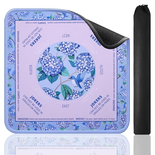 Mahjong Learning Mat (33” x 33”) with Black Carrying Bag, Anti-Slip, Mahjong Mat for Table, Board Games, Tile Games and Cards - color: Light Pink
