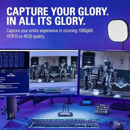 Elgato HD60 X 1080p60 HDR10 External Capture Card for PS5, PS4/Pro, Xbox Series X/S, Xbox One, PC/Mac (Renewed)