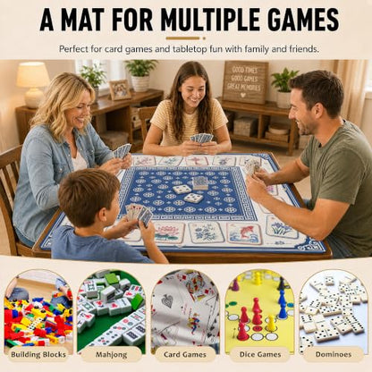Dice Board Mahjong Mat for Table 31.5''x31.5'', Non-Slip Noise Reduction Mah Jongg Mats with Carrying Bag for American Mahjong, Poker, Board Games, Card Games & Dominoes - color: Dice Mahjong Board
