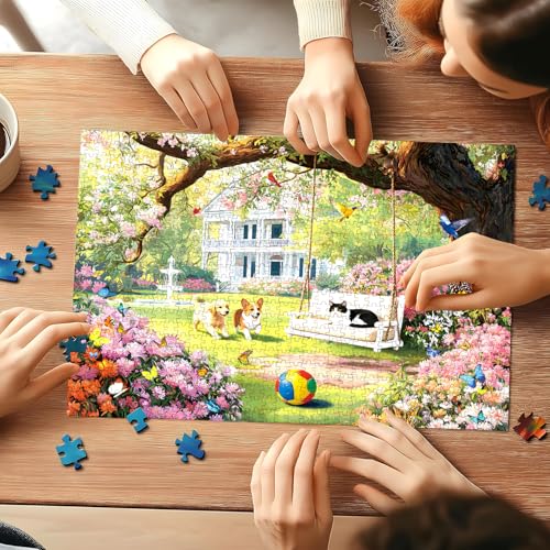 500 Piece Jigsaw Puzzle for Adults – Garden Animal Jigsaw Puzzles 500 Pieces, Cats Dog Flowers Puzzles for Adults 500 Pieces, Challenging Perdfect for Game Nights, 20.5 X 15 in - color: Garden Animal