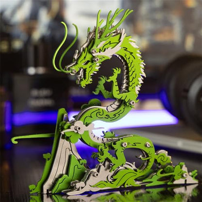 Chinese Dragon 3D Metal Jigsaw Puzzle, Cyan, 92 Pieces | DIY Games, Handmade Model Kits, Building Blocks Assembly, Gift for Adult - color: Chinese Dragon Cyan