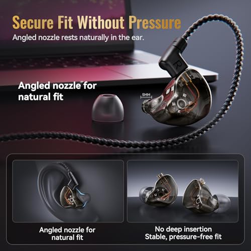 Kinglucky HiFi Wired IEM Earbuds, in-Ear Monitor Headphones for Gaming & Music, Balanced Clear Sound, Detachable 2-Pin Cable, Lightweight Comfortable Fit, 3.5mm Wired Earphones for PC, Laptop & Phone