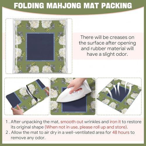 Drydiet Mahjong Mat for Table 31.5 x 31.5 Inch American Mahjong Mat with Carrying Bag, Non-Slip Noise Reduction Table Item for Family Poker Domino Board Game Night & Party Use(White Hydrangea) - style: White Hydrangea