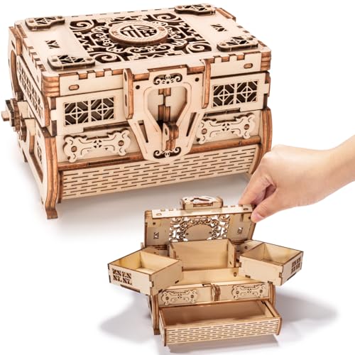 3D Wooden Puzzles for Adults, Treasure Box, DIY Mechanical Model Kits for Adults and Kids to Build, Creative Gift for Women or Men Birthday, Christmas (Treasure Box) - color: Treasure Box