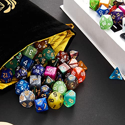 Coyeekn 25-Set DND Polyhedral Dice with Storage Pouch | 175 Total Polyhedral Dice, 7 Per Set, 25 Complete Dice Sets (D4-D20), Great for D&D, MTG & Tabletop RPG Games - color: 25set-175pcs