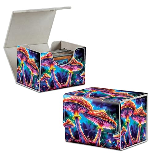 Glowing Mushroom Card Deck Box Trading Cards with Strong Magnet Commander Deck Box Card Storage Box Magic Premium Card Storage Box Case Cover for TCG CCG Magic Cards - color: Glowing Mushroom, size: A Card Deck Box
