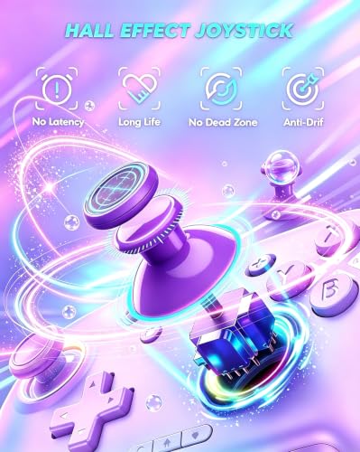 Switch Controller, Wireless Bluetooth Controller for Nintendo Switch 2/Switch/Lite/OLED, game controllers Compatible with iPhone/Mac/iPad/iOS/Android/Phone/PC/Steam and TV with Rotary Motors, RGB Hall Effect Joysticks/Macro Back Buttons/Turbo Modes/6-Axis