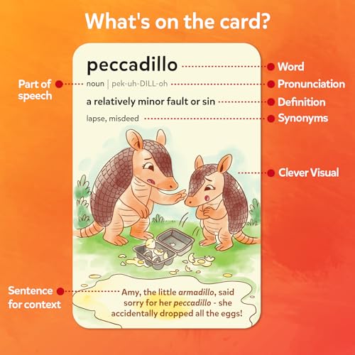 Skillmatics Vocabulary Flash Cards for SAT Prep – Learn 100 Words with Wordplay, Visuals & Soundplay, Study Aid & Educational Gift for Ages 12, 13, 14 & Up, Screen-Free Language Game - style: SAT