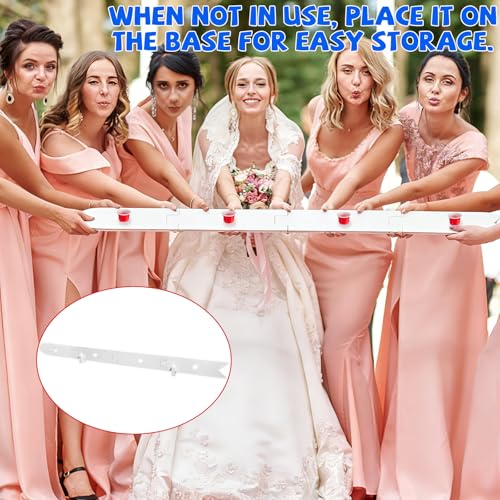 5 Ft Shot Board 4 Person Drinking Shot Ski Rustic Wood Shots Ski Drinking Board with 50 Shots Plastic Glasses 2 Bases for Skis Wedding Vacation Birthday Family Gathering Game Night Gift(White) - color: White
