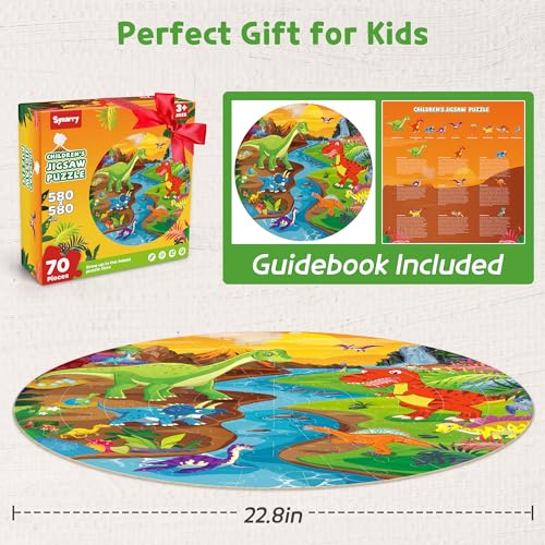 SYNARRY Floor Puzzles for Kids Ages 4-6, Large 70 Piece Dinosaur Puzzles for Toddlers Ages 2-4, Dinosaur Puzzles for Kids 4-8, Preschool Toys Gifts for 3 4 5 6 7 8 Years Old Toddlers Boys Girls Child - style: Dinosaur