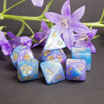 Sage’s Portal Stones DND Dice Set Acrylic Opaque 7-PC Polyhedral DND Dice Set for Dungeons and Dragons D&D Sage’s Cantrips RPG Tabletop TTRPG (Purple/Blue) - color: Purple/Blue