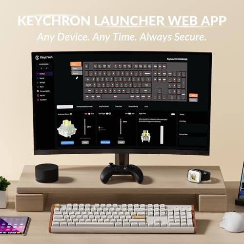 Keychron K10 HE Hall Effect Keyboard, Ultra-Fast Lime Banana Magnetic Switch, Full-Size Tri-Mode Wireless Keyboard with Rapid Trigger, Adjustable Actuation, RGB, Aluminum + Wood Frame - White - color: Lime Banana Switch - White