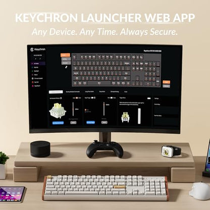 Keychron K10 HE Hall Effect Keyboard, Ultra-Fast Lime Banana Magnetic Switch, Full-Size Tri-Mode Wireless Keyboard with Rapid Trigger, Adjustable Actuation, RGB, Aluminum + Wood Frame - White - color: Lime Banana Switch - White