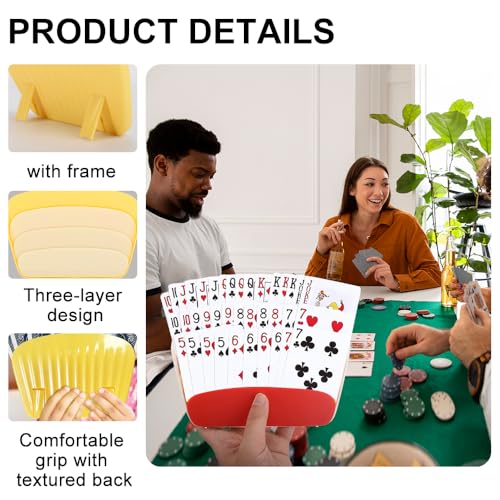 2pcs Card Holders for Playing Cards with Tabletop Stand - Little Hands Card Holder for Kids and Adults, UNO Pinochle Playing Cards (Red&Yellow-05)
