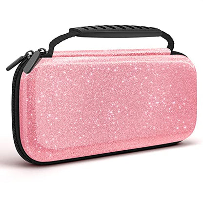 homicozy Glitter Carrying Case for Nintendo Switch & Switch OLED Console, Pink Hard Travel Case Shell Pouch for Nintendo Switch Console & Accessories - color: Pink