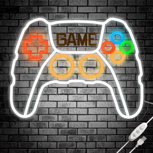 Gamer Neon Sign for Game Room Decor, LED Game Controller Neon Light for Wall Decor, Dimmable Gaming Sign for bedroom Living Room, Gamer Gifts for Teen Boys Men, 15.4x11.8in - color: GAMEPAD A
