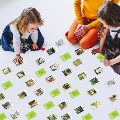 gisgfim 100 PCS Memory Matching Game Animal Babies Concentration Memory Card Educational Game for Kids Adults A Fun & Fast Baby Animals Game Toddlers Preschool Family Board Gift Matching Games - style: Animal Babies