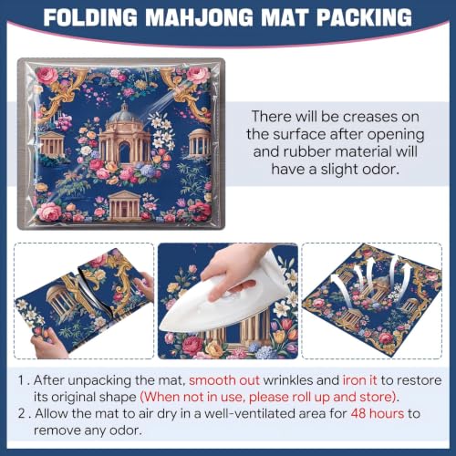 Drydiet Mahjong Mat for Table 31.5 x 31.5 Inch American Mahjong Mat with Carrying Bag, Non-Slip Noise Reduction Table Item for Family Poker Domino Board Game Night & Party Use(Elysium) - style: Elysium