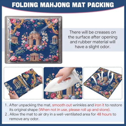 Drydiet Mahjong Mat for Table 31.5 x 31.5 Inch American Mahjong Mat with Carrying Bag, Non-Slip Noise Reduction Table Item for Family Poker Domino Board Game Night & Party Use(Elysium) - style: Elysium