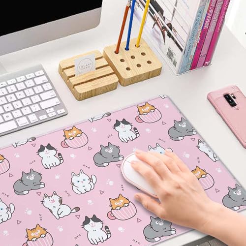 Gaming Mouse Pad Large Desk Mat,Cartoon Cat Mouse Pad Gaming Desk Pad,31.5 x 11.8 Keyboard Pad Minimalist Mouse Pads for Desk,Extended Mouse Mat Mousepad with Non-Slip Base and Stitched Edge - color: Cartoon Cat